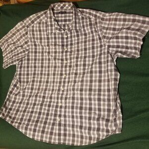 grey & white plaid George 3XL short sleeve shirt